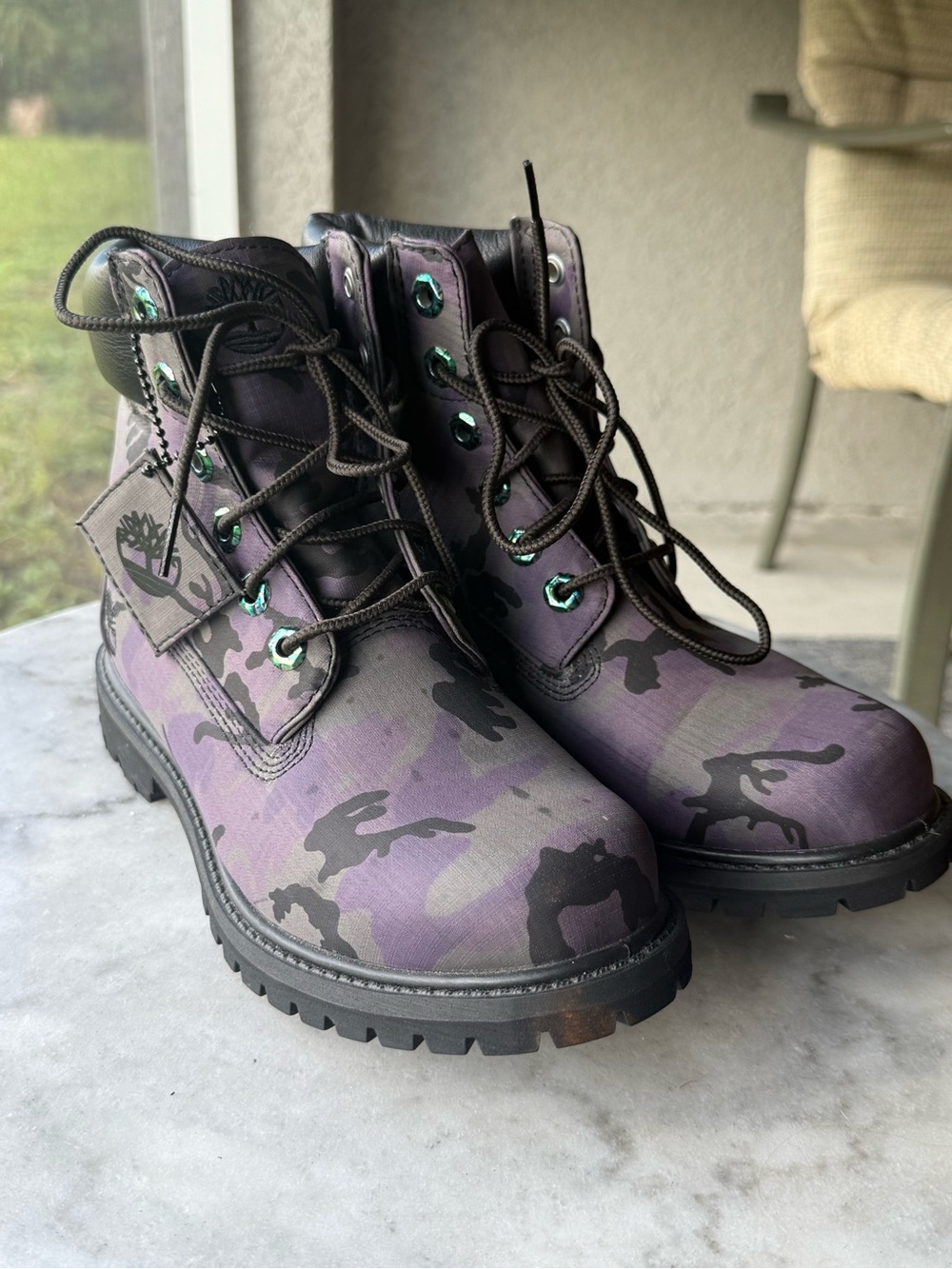 Timberland Women’s Purple Camo Lace-Up Waterproof Boots